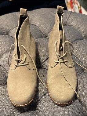 White Mountain Taupe Suede Lace-Up Ankle Boots